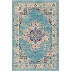 Nourison Passion Light Blue 1'10' X 2'10' Area Rug, Boho, Traditional, Easy Cleaning, Non Shedding, Bed Room, Living Room, Hallway, (2' X 3')
