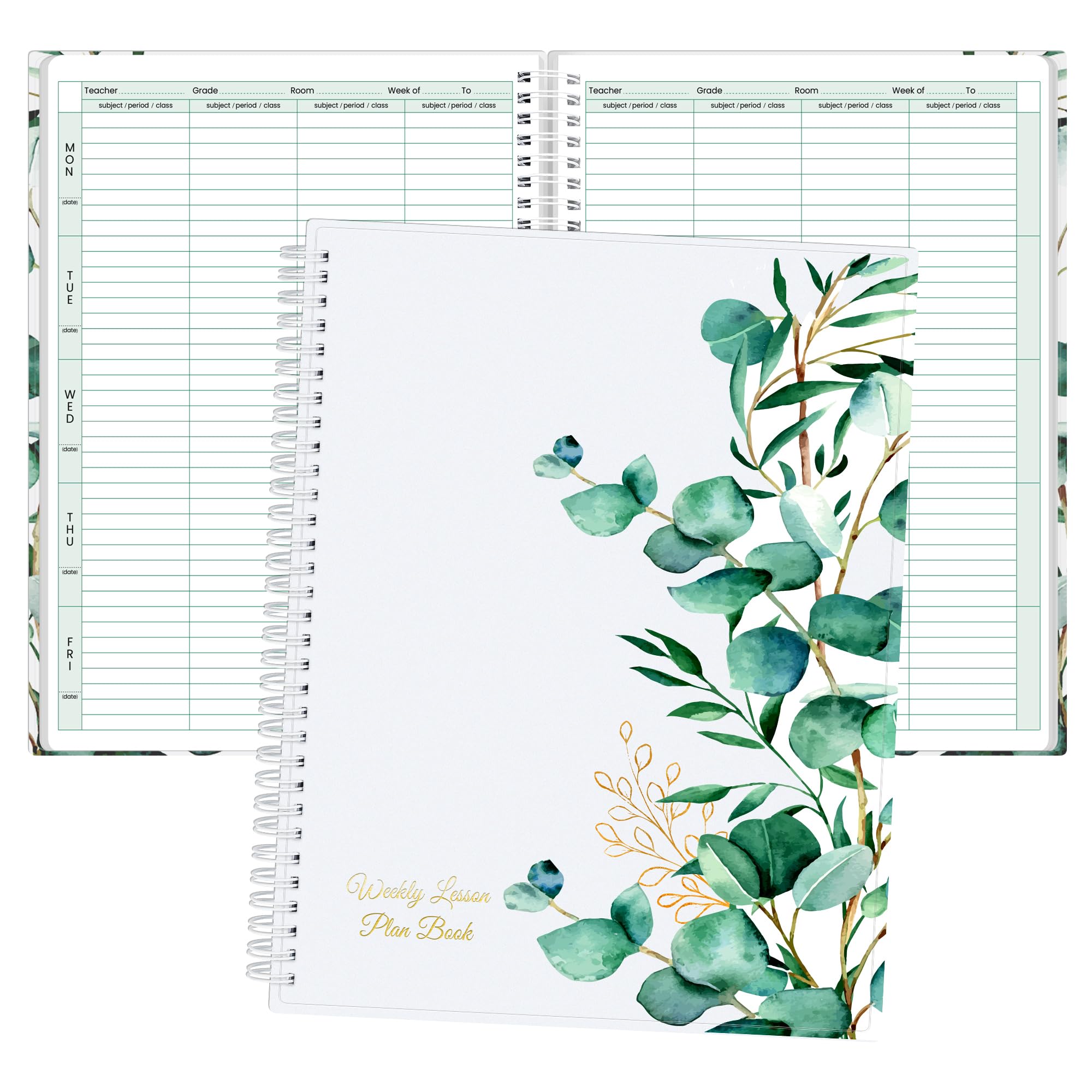 Sunee 8 Period Teacher Lesson Plan Book - Days Vertically, Undated Teacher Planner 2024-2025 Academic Year, 8.5X11 Inch, 104 Pag
