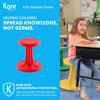 KORE Design Wobble Stool Chair, Girls + Boys Kid Desk Stools, Ergonomic Small Office Chairs, Flexible Seating for Active Kids, ADD/ADHD, Classroom, School, Home, Junior (16in), Age 8-9 yrs, Red