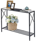 Tajsoon Console Table, 2-Tier Entryway Table, 41.8”L Narrow Sofa Table With Shelves, Entrance Table For Hallway, Entryway, Living Room, Foyer, Corridor, Office, Black & White