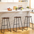 Heugah Bar Stools Set Of 3, Bar Height Saddle Seat Bar Stools, 30' Backless Wooden Barstool For Kitchen Island, Brown Bar Stools Easy To Assemble (Brown, 3 Pcs 30Inch Barstool)