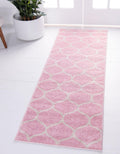 Unique Loom Trellis Frieze Collection Area Rug - Rounded (2' x 13' 1'' Runner, Light Pink/ Ivory)