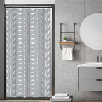 Riyidecor Stall Small Boho Gray Half Size Shower Curtain Chevron Herringbone Striped Geometric 36Wx72H Inch Single Narrow Tiny W