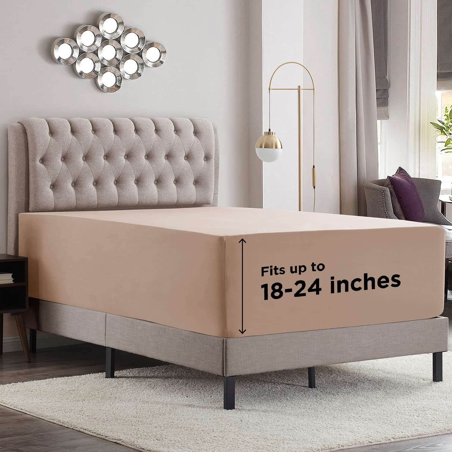 Empyrean Bedding Extra Deep Pocket King Fitted Sheet, King Fitted Sheet Only Deep Pocket Fits 18 To 24 Inch, Soft Microfiber 110