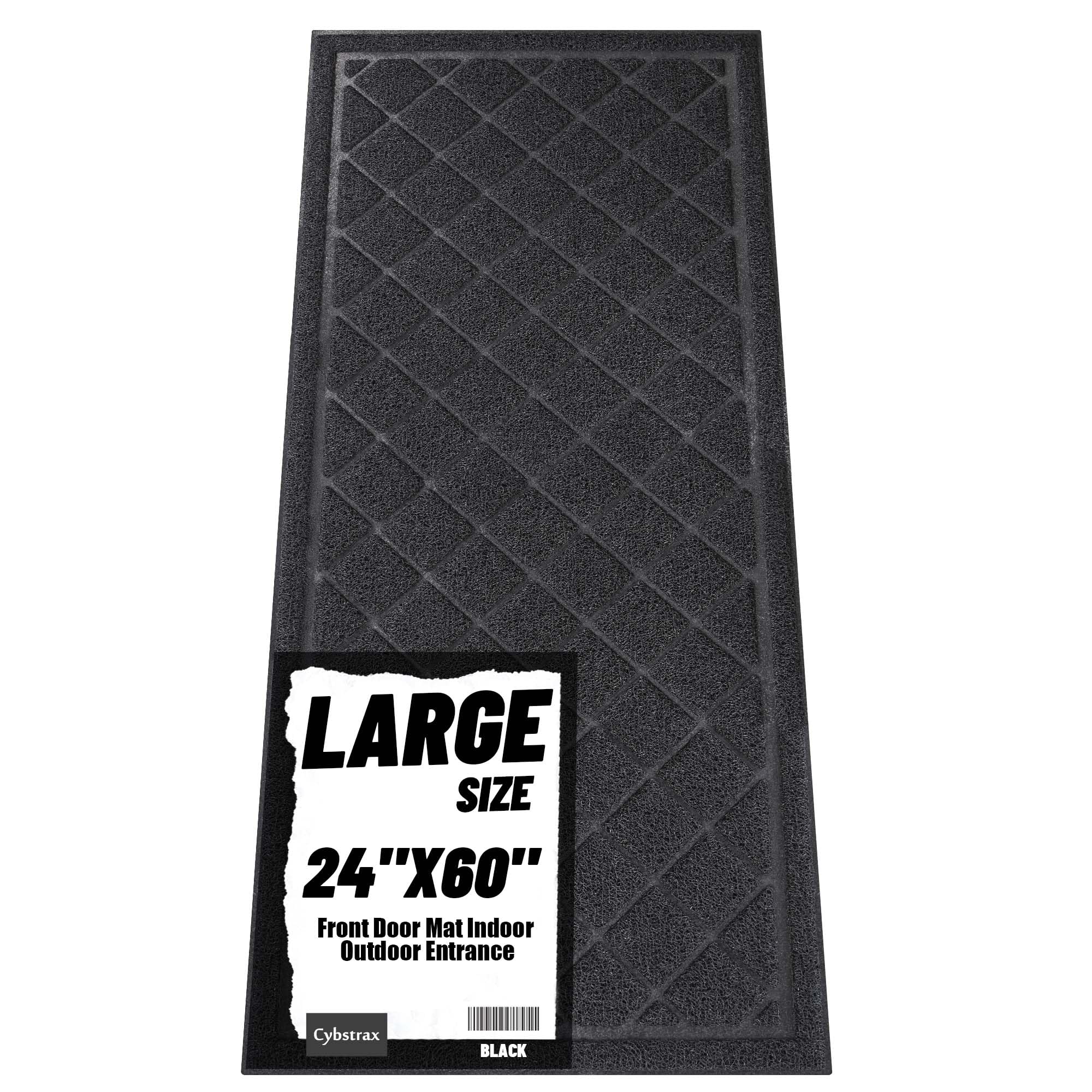 Front Door Mat Indoor Outdoor Entrance, 24 x 60 All-Season Heavy Duty Waterproof Doormat, Non-Slip Absorbent Entryway Mat, Easy 