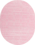 Unique Loom Trellis Frieze Collection Area Rug - Geometric (7 10 x 10 Oval, Light Pink/ Ivory)