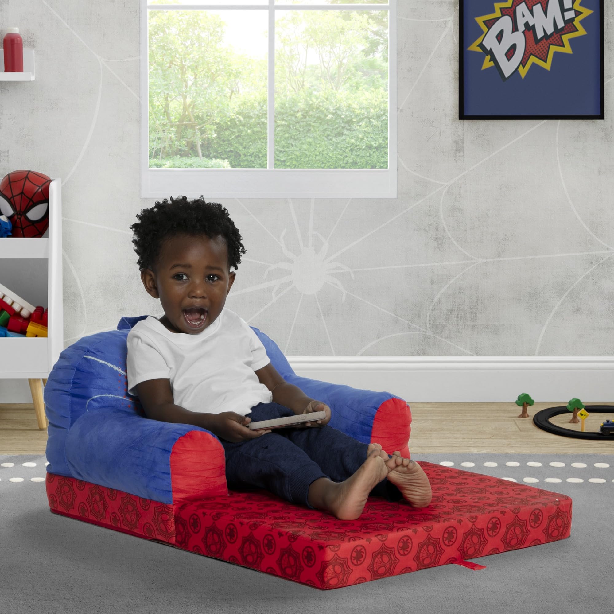 Delta Children - Spidey And His Amazing Friends Cozee Buddy Flip-Out Kids Chair, Red