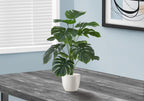 Monarch Specialties I 9551 Artificial Plant, 24' Tall, Monstera, Real Touch, Decorative, Green Leaves, White Pot