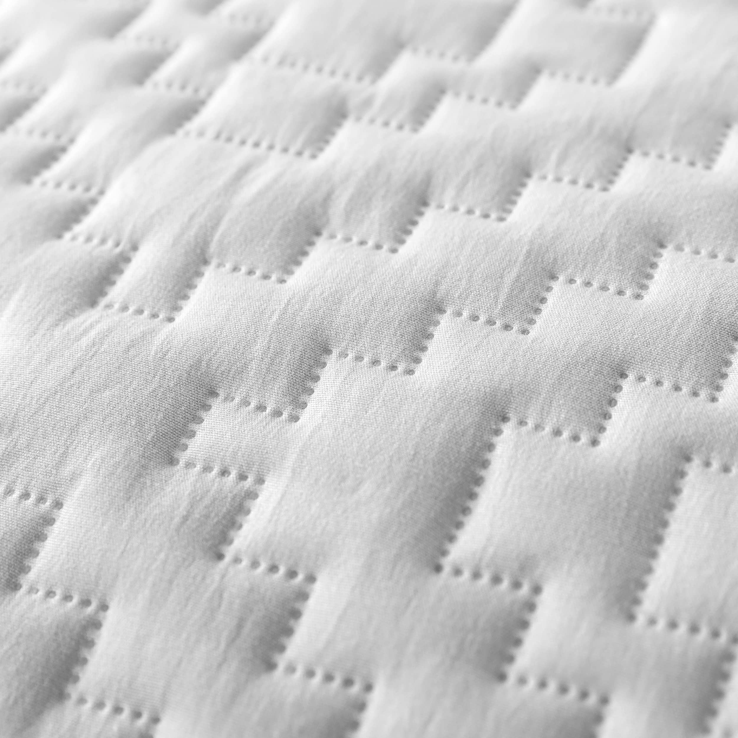 R.Share White Twin Size Quilt Bedding Sets With Pillow Sham, Boho Lightweight Soft Bedspread Coverlet, Quilted Blanket Thin Comf