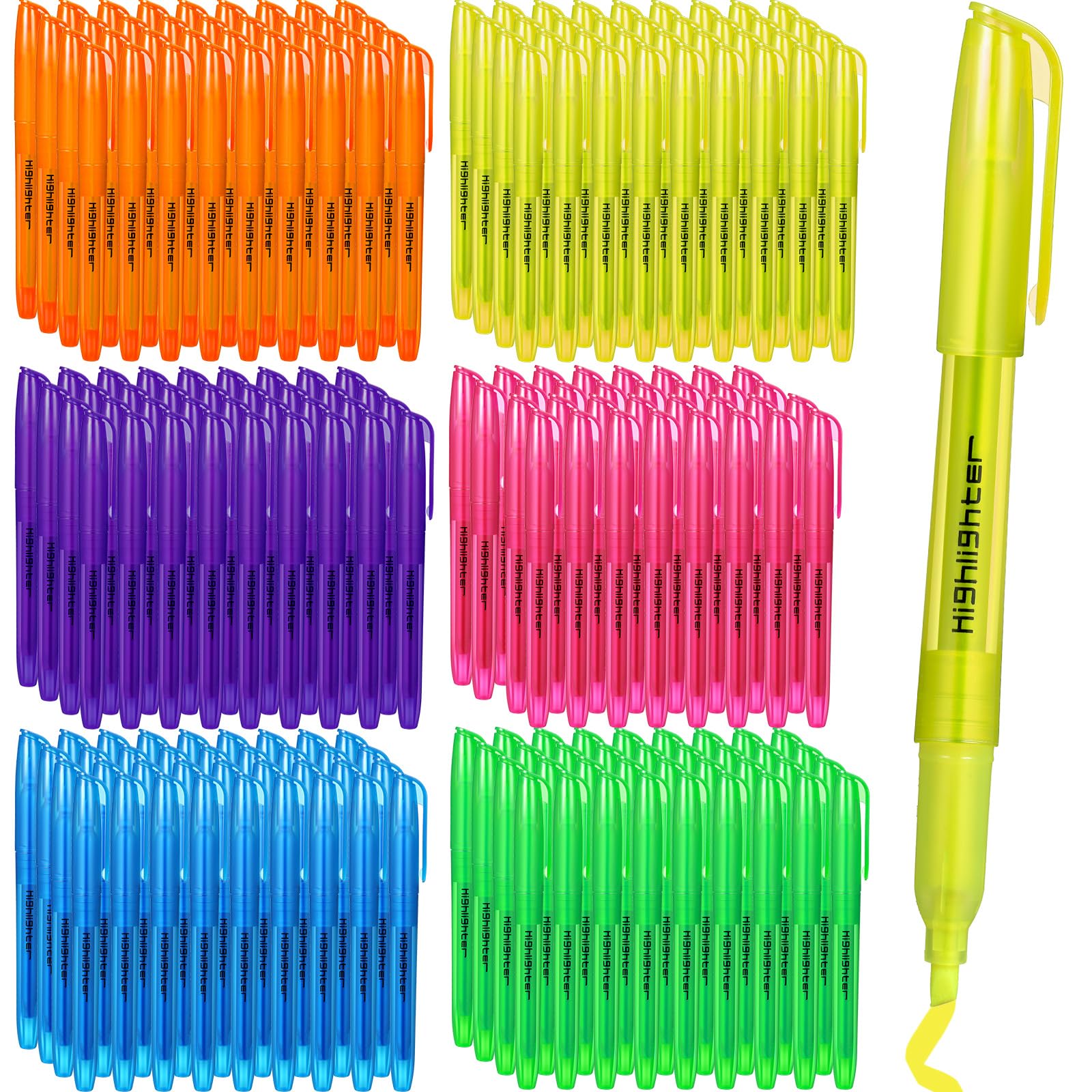 Thenshop 300 Pcs Highlighter Bulk Pack Assorted Colors Highlighter Markers Chisel Tip Fluorescent Pens For Office Classroom Back