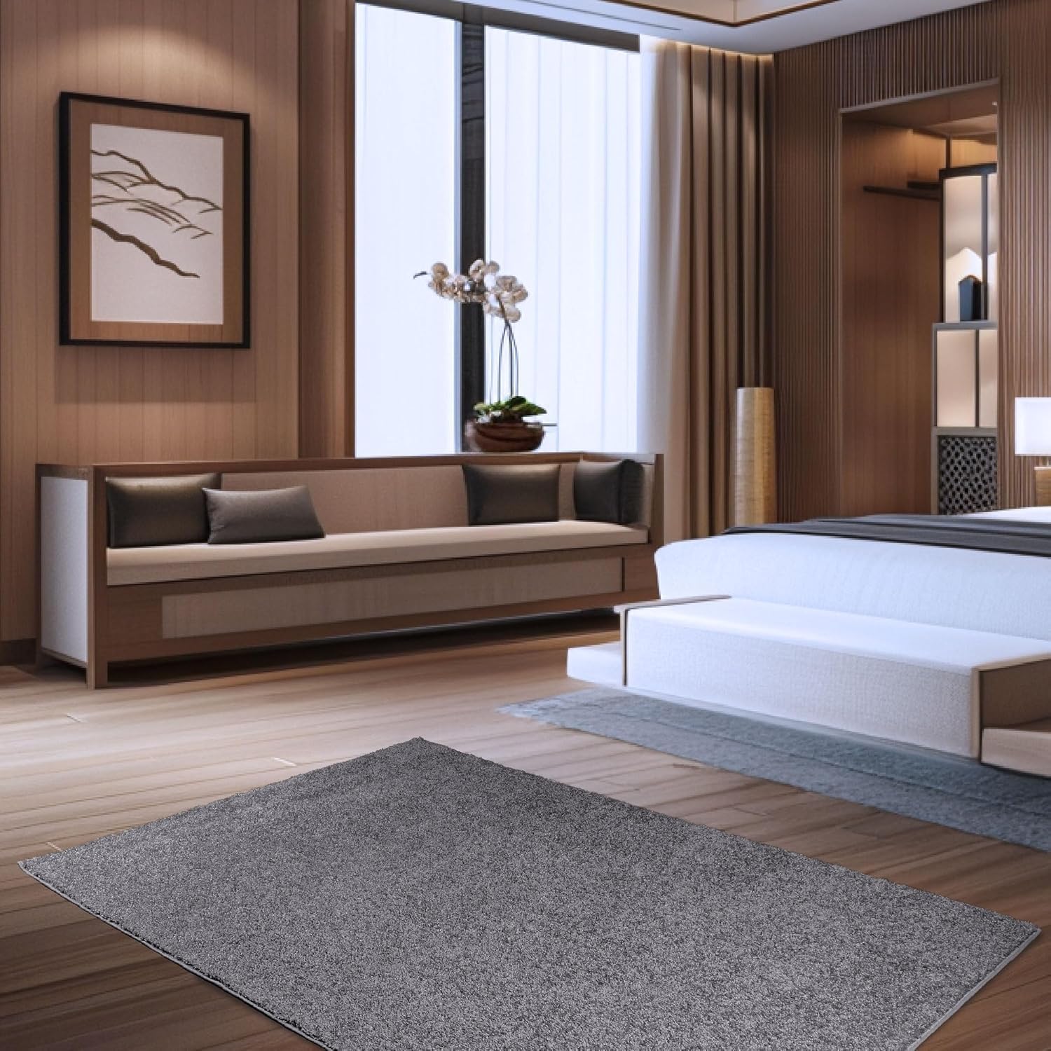 Pet Friendly Solid Color Area Rugs Grey - 9' X 12' Rectangle, Indoor, Stain Resistant, Perfect For Living Room, Bedroom, Dining