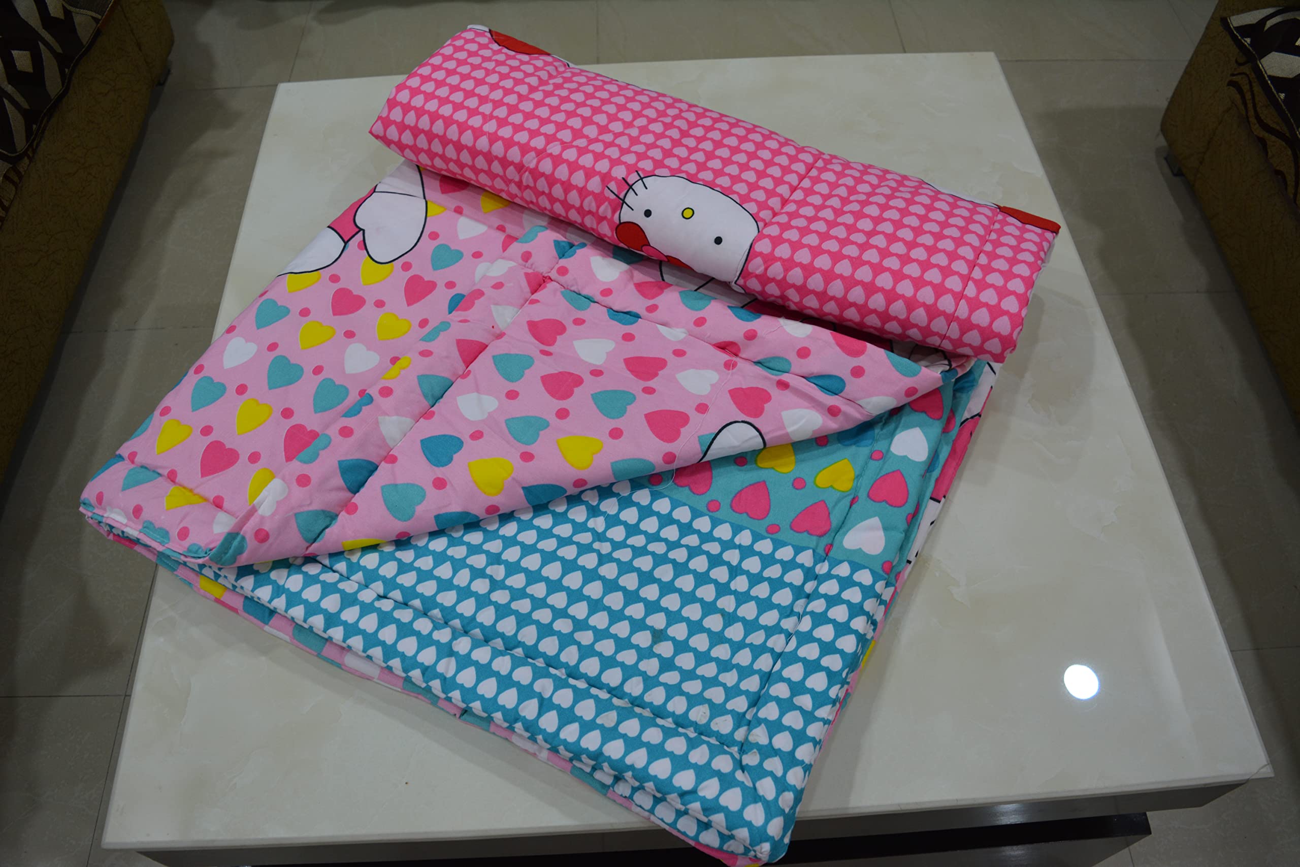 Bless Kraft Unicorn And Star Print Reversible Comforter Filled With Imported Fibre Glace Cotton Tc 225 Fabric Single Bed Comfort
