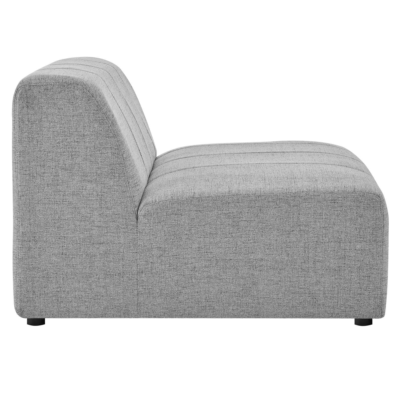Modway Bartlett Channel Tufted Upholstered Sectional, Armless Chair, Light Gray