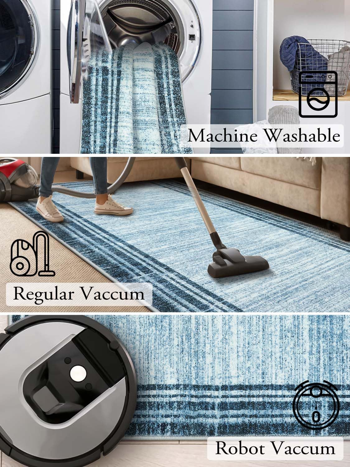 Lahome Abstract Area Rugs 5X7,Washable Modern Rugs For Living Room Non-Slip,Low-Pile Soft Rug Minimalist Bordered Floor Carpet F