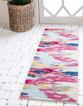 Unique Loom Estrella Collection Light Colors, Abstract, Modern, Vibrant Area Rug, 2 ft 7 in x 10 ft, Pink/Ivory