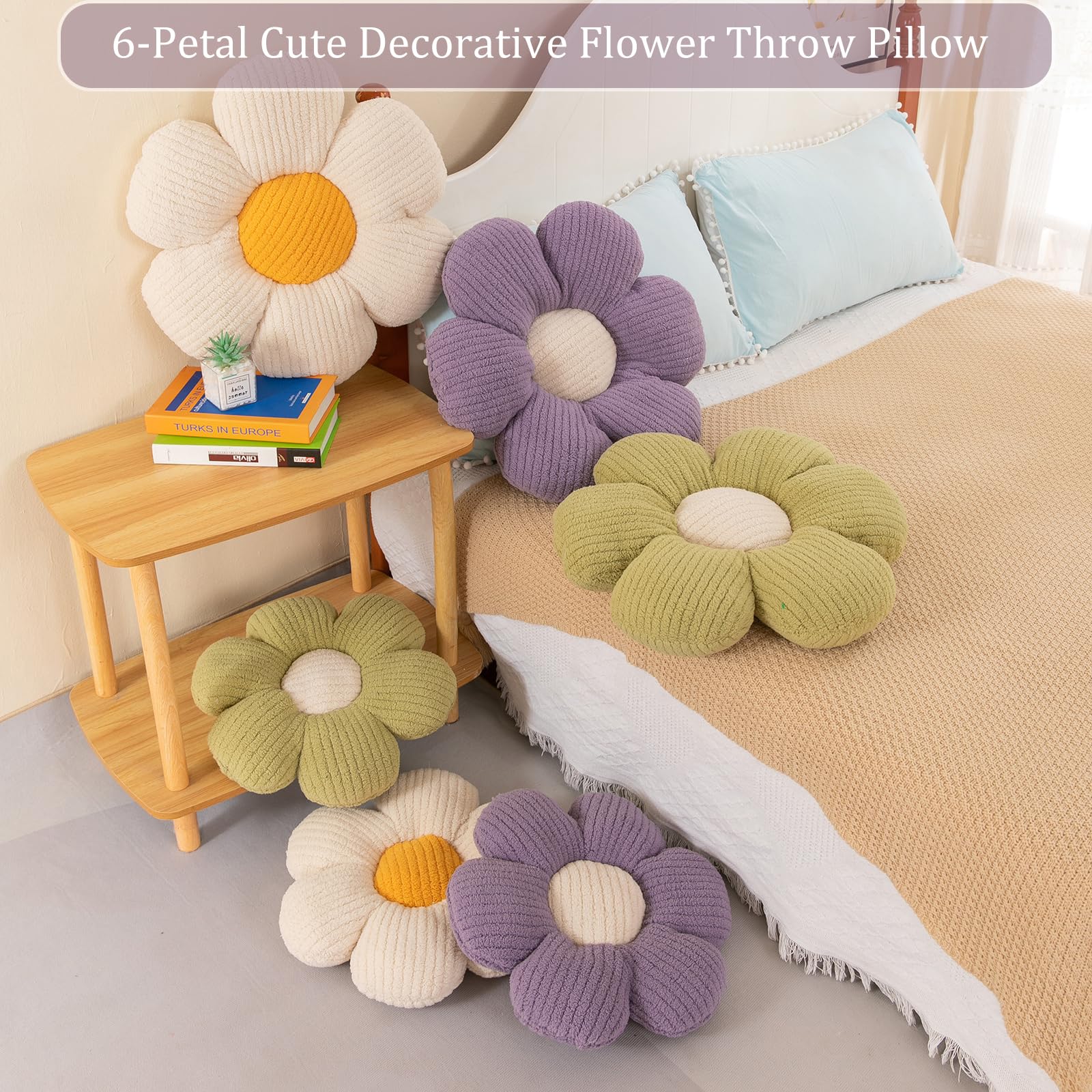 Menoeceus Flower Pillow Daisy Pillow Flower Shaped Throw Pillow Flower Plush Pillow Floor Pillow Cute Decorative Pillows Floor C