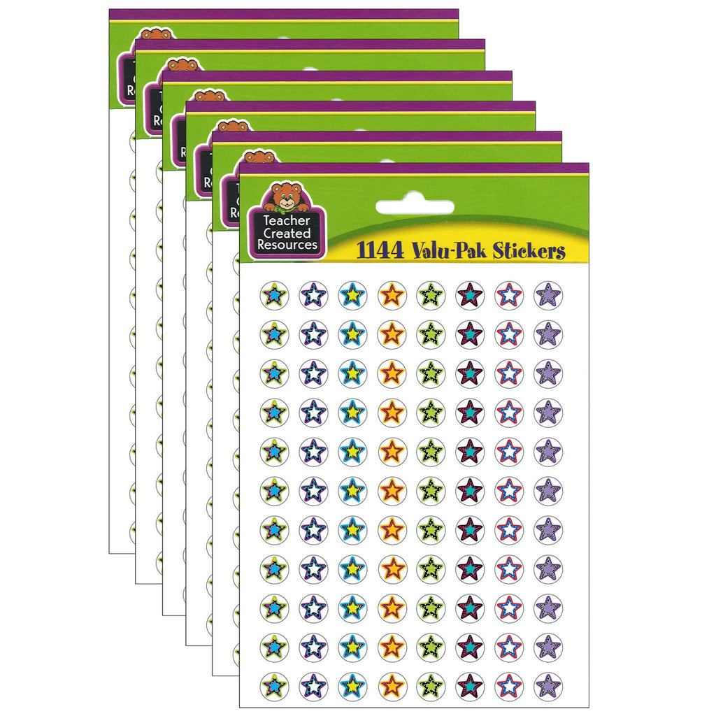 Teacher Created Resources Fancy Stars 2 Mini Stickers Valu-Pak, 1144 Per Pack, 6 Packs