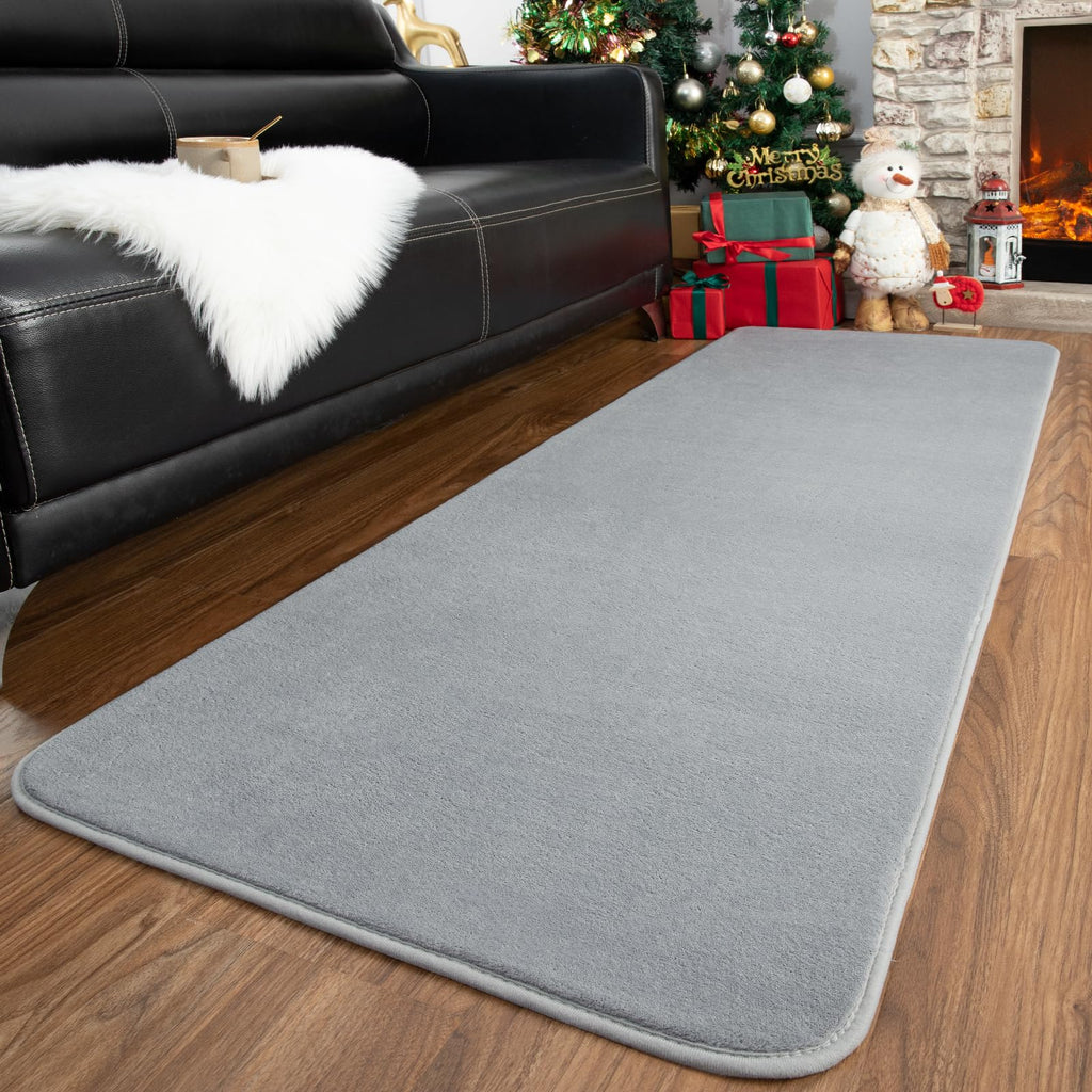 Przemy Washable Grey Rugs For Bedroom Living Room, 2X6 Feet Runner Rug Soft Memory Foam Indoor Carpet For Hallway Kids Boys Girl