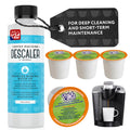 IMPRESA Descaler Solution and Cleaning Kit Bundle Pack - Includes 1 Bottle of 8 oz Coffee Descaler and 4 Cleaning Pods - All-In-