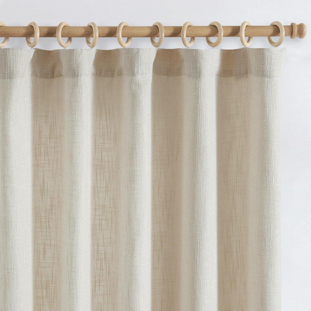 jinchan Burlap Look Curtains 63 Inches Long Linen Textured Curtains for Living Room Light Filtering Farmhouse Curtains Rod Pocke