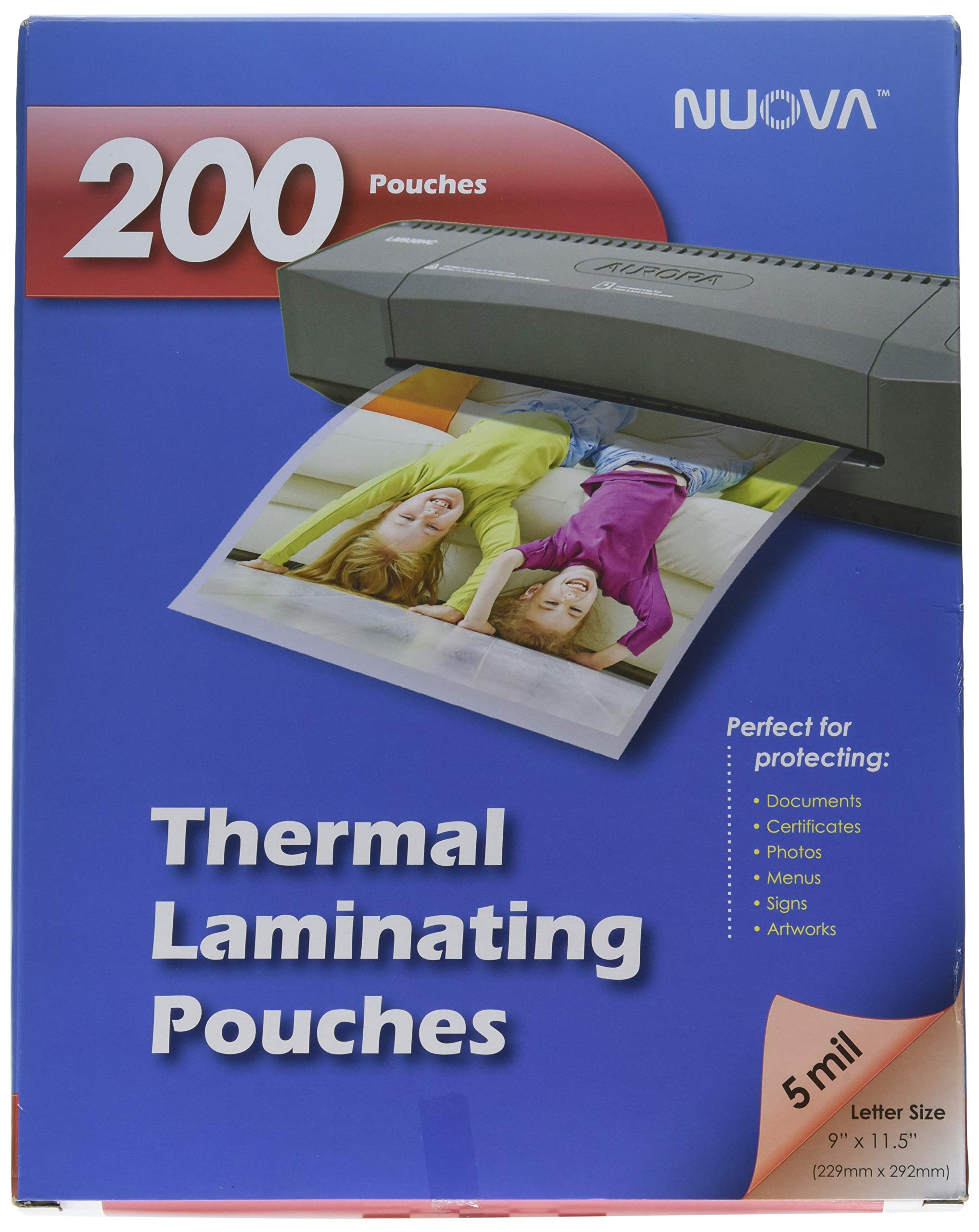 Nuova 200-Pack, 5 Mil Thermal Laminating Pouches 9 X 11.5 Inches, Letter Size (Lp205H)