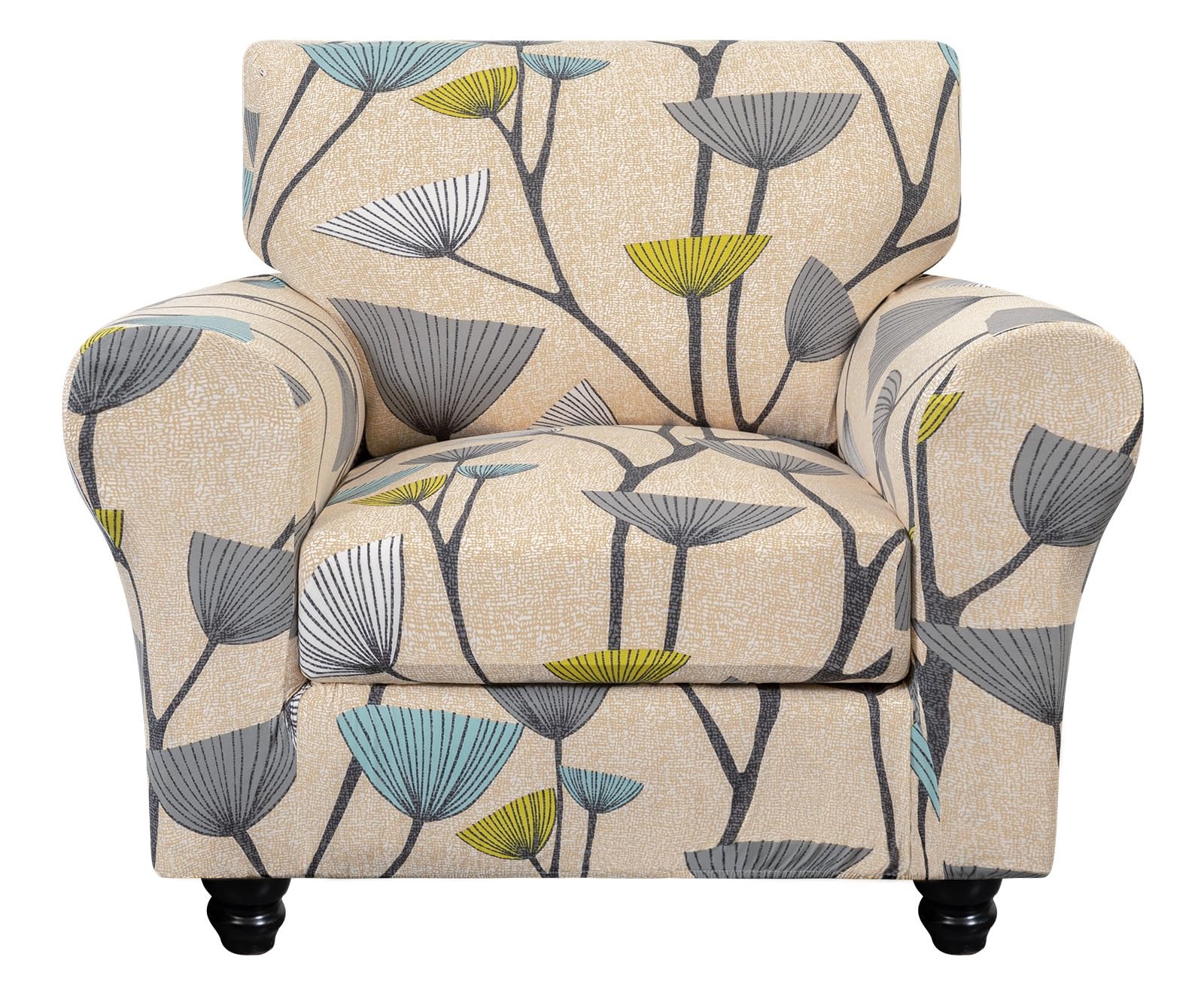 Searchi Stretch Sofa Cover Printed Couch Covers, Floral Pattern 2 Piece Armchair Slipcover With Separate Chair Cushion Cover, Washable Furniture Protector For Living Room(Armchair, Dandelion Pattern)