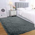Fluffy Area Rug for Bedroom: Grey Plush Soft Bedside Dorm Area Rug - Small Carpets for Bedroom Kids Room Nursery (Grey, 3x5Feet)