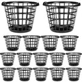 Uiifan 24 Pcs Black Plastic Round Laundry Baskets with Easy Carry Handles