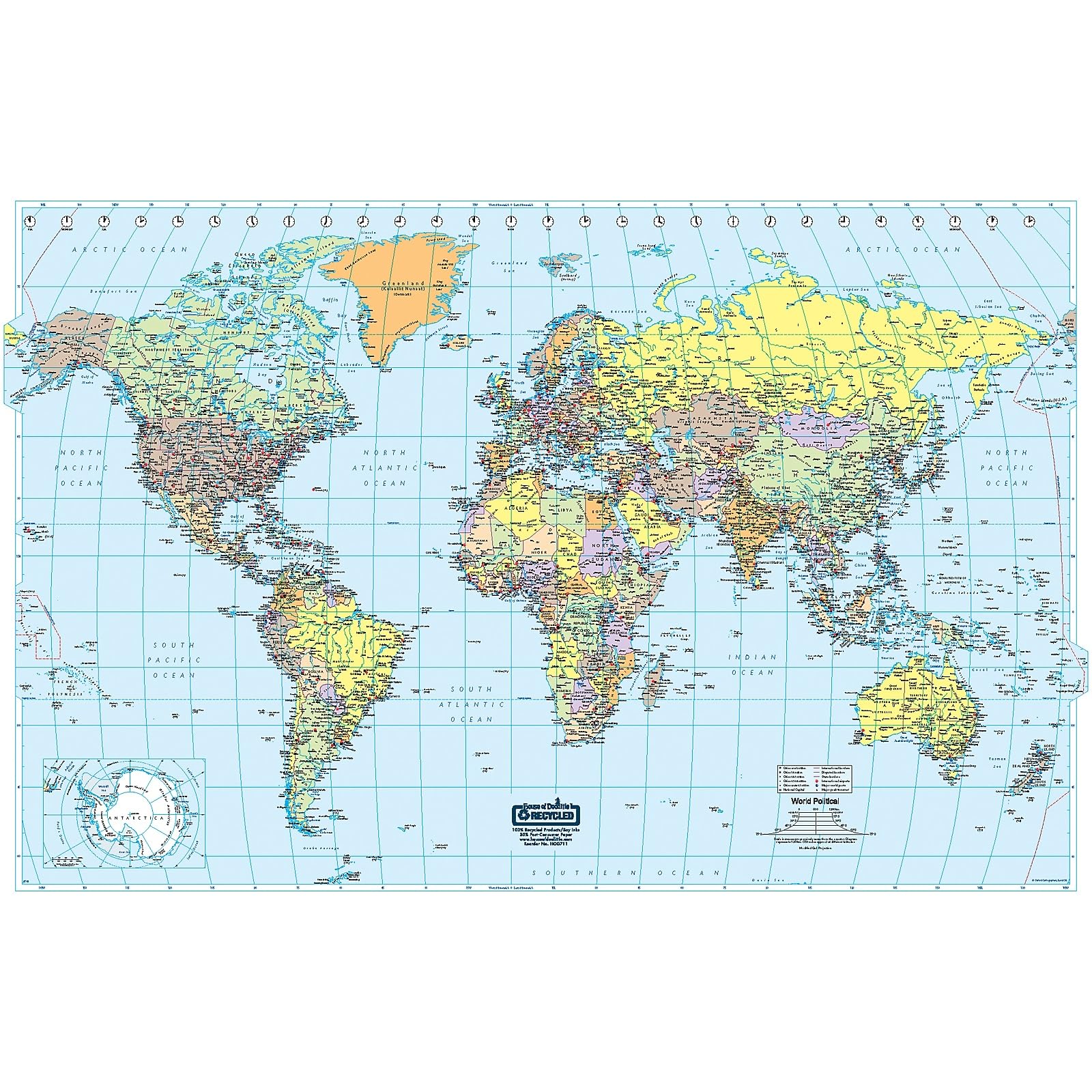 House Of Doolittle Write On/Wipe Off Laminated World Map 50 X 33 Inch (Hod710)