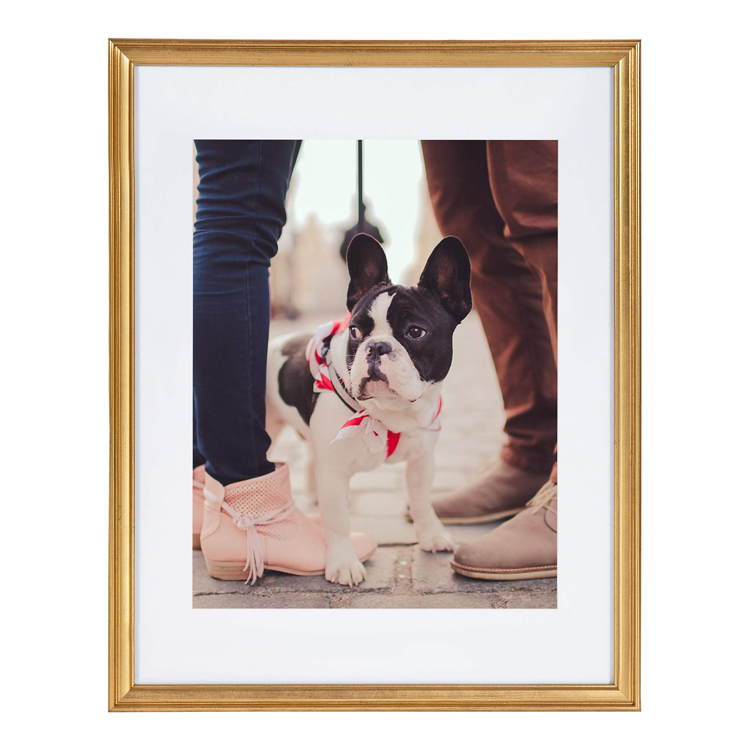 Kate And Laurel Adlynn Wall Picture Frame Set, 14'' X 18'' Matted To 11'' X 14'', Gold, Set Of 3