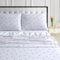 Tribeca Living Ultra-Soft Flannel Sheet Set, 170-Gsm Cotton, Deep Pocket, Cozy Winter Bedding - Queen, Candy Cane Red
