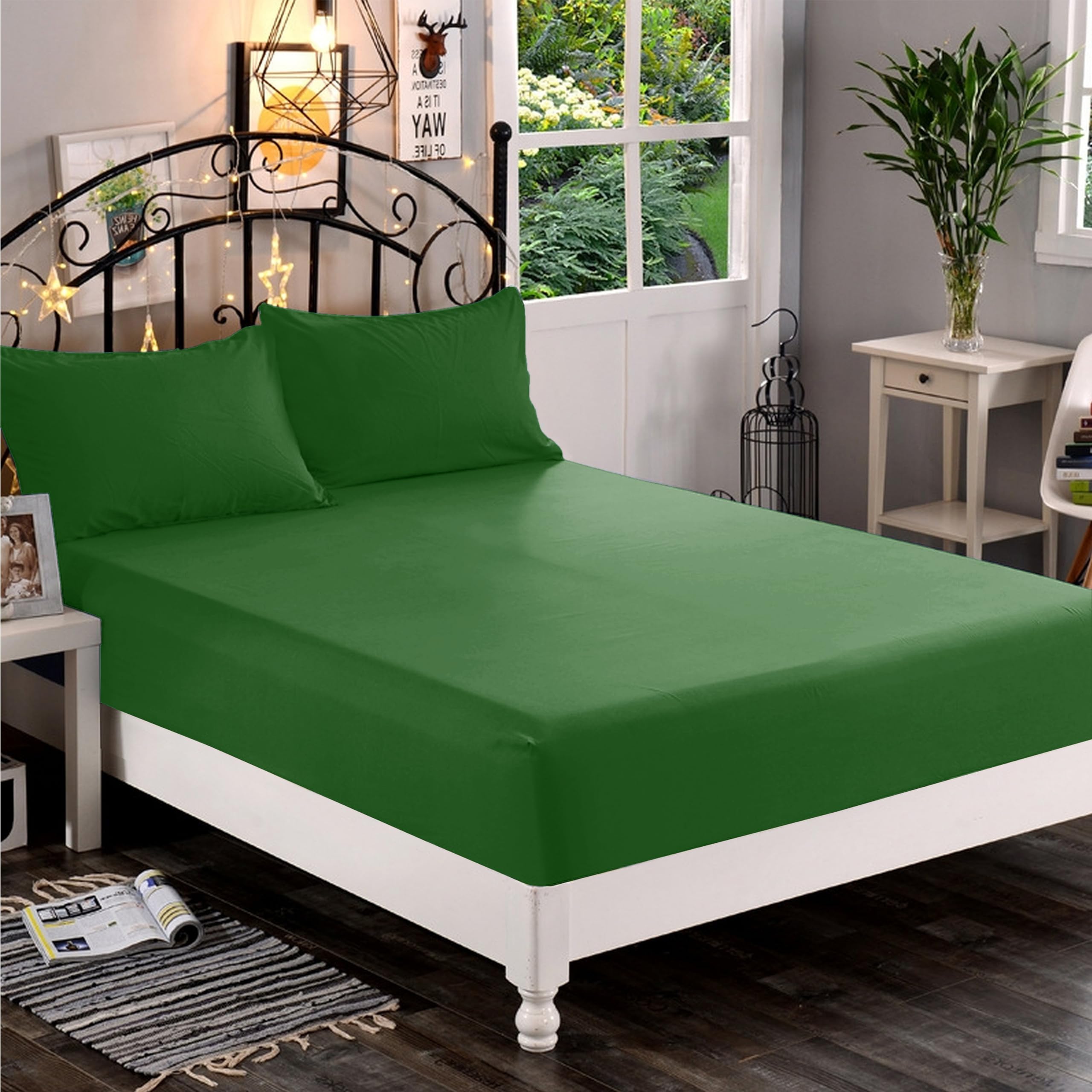 Elegant Comfort 1500 Premium Hotel Quality 1-Piece Fitted Sheet, Softest Quality Microfiber-Deep Pocket Up To 16 Inch,Wrinkle An