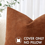Miulee Pack Of 2 Decorative Throw Pillow Covers Soft Chenille Throw Pillows Solid Textured Fall Cushion Covers For Couch Sofa Bedroom Living Room 20X20 Inch, Dark Rust