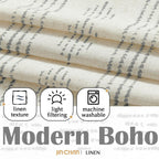 Jinchan Boho Kitchen Curtains Linen Tier Curtains 24 Inches Bohemian Small Cafe Curtains Gray Striped Farmhouse Curtains For Bat