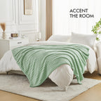 Lifein Green Throw Blanket For Couch - Soft Boho Bed Throw Blanket, Fleece Cozy Blanket, Cute Fluffy Lightweight Blankets&Throws