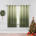 DWCN Faux Linen Ombre Sheer Curtains - Gradient Semi Voile Drapes Bedroom and Living Room Curtains, Set of 2 Grommet Top Window 