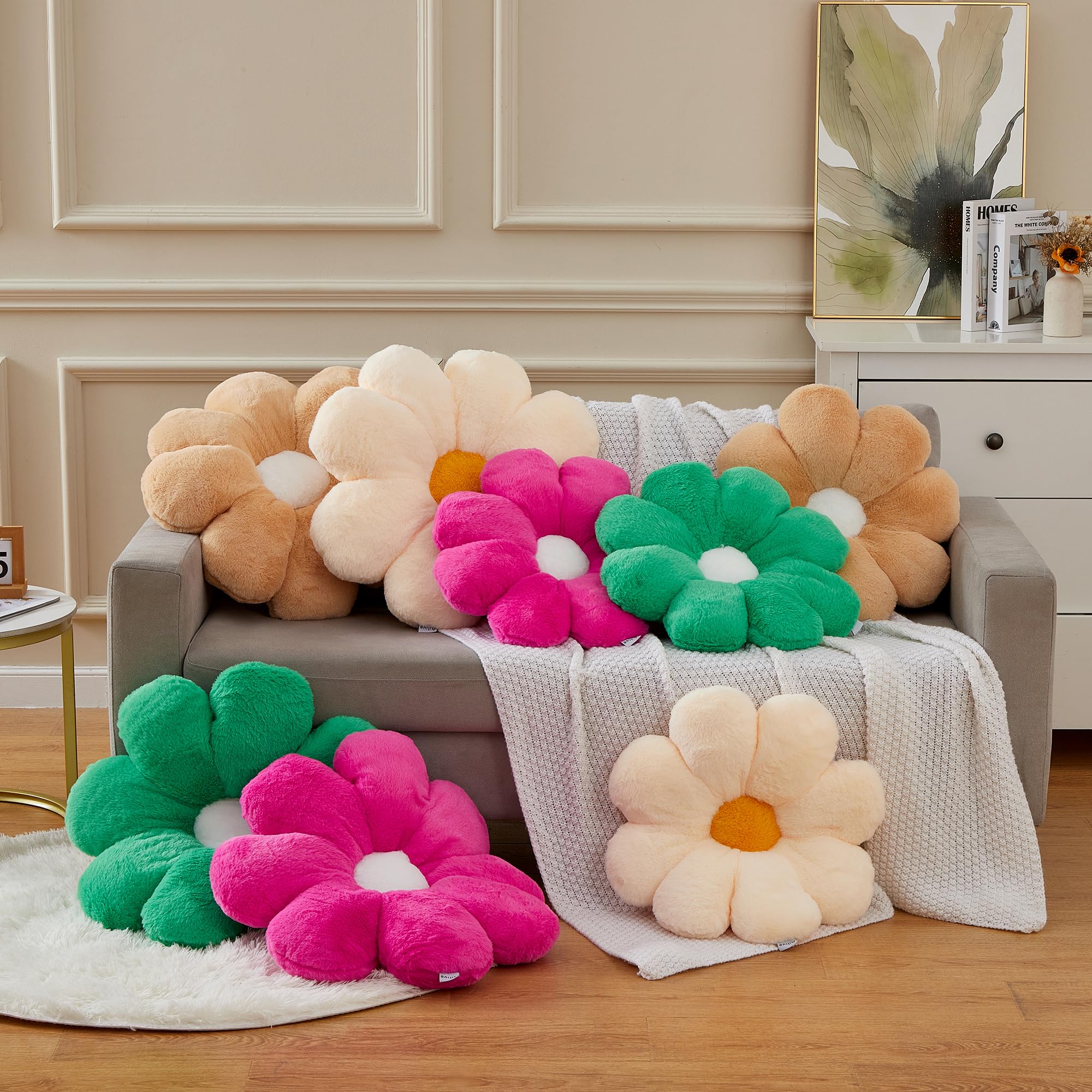 Ailive 17.7In Cute Deep Pink Daisy Flower Shaped Kids Throw Pillow Flower Throw Pillow Floor Pillow Cushion Sunflower Pillow Dec