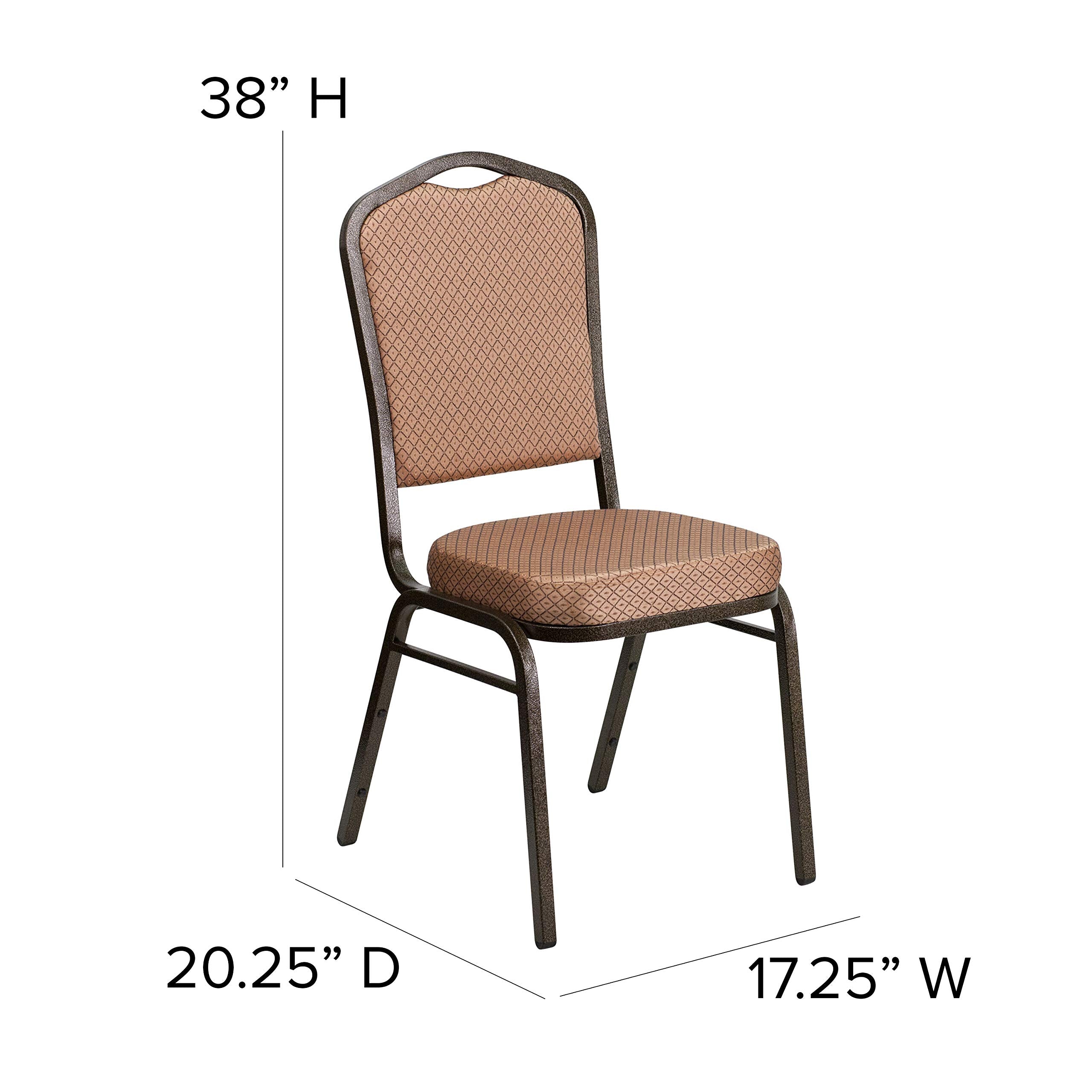 Flash Furniture HERCULES Series Crown Back Stacking Banquet Chair in Gold Diamond Patterned Fabric - Gold Vein Frame