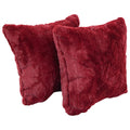 Blazing Needles Square Faux Fur Throw Pillows, 17", Naples Cranbe 2 Count