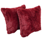 Blazing Needles Square Faux Fur Throw Pillows, 17", Naples Cranbe 2 Count