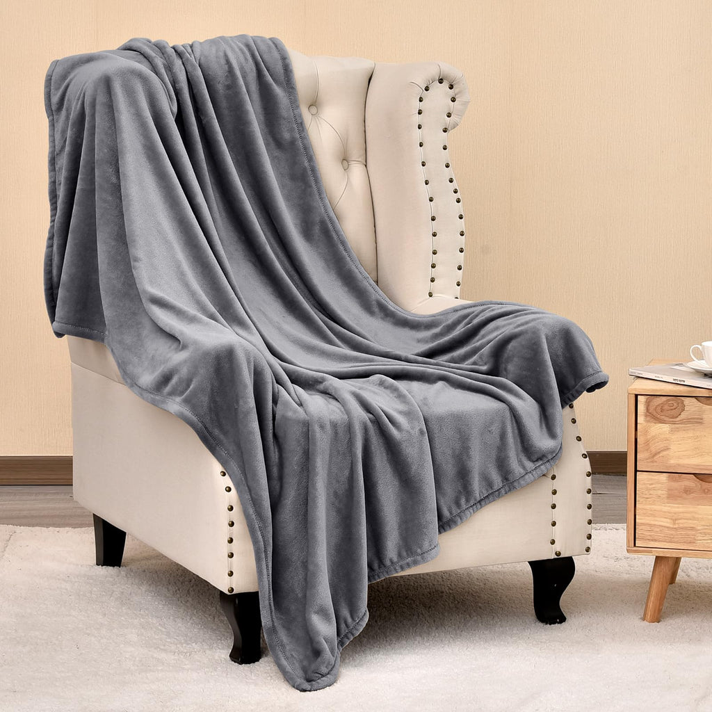 Phf Ultra Soft Fleece Throw Blanket, No Shed No Pilling Luxury Plush Cozy 300Gsm Lightweight Blanket For Bed, Couch, Chair, Sofa Suitable For All Season, 50' X 60', Grey