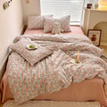 Duvet Cover Queen Pink Floral Bedding Set - Shabby Chic Boho Cotton Duvet Cover Queen Size - Breathable Comforter Cover With Zip