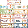 Wehhbtye Boho Classroom Greeting Poster, 9.4' X 3' Social Distancing Greetings Poster, Waterproof Greeting Choice Classroom Ru