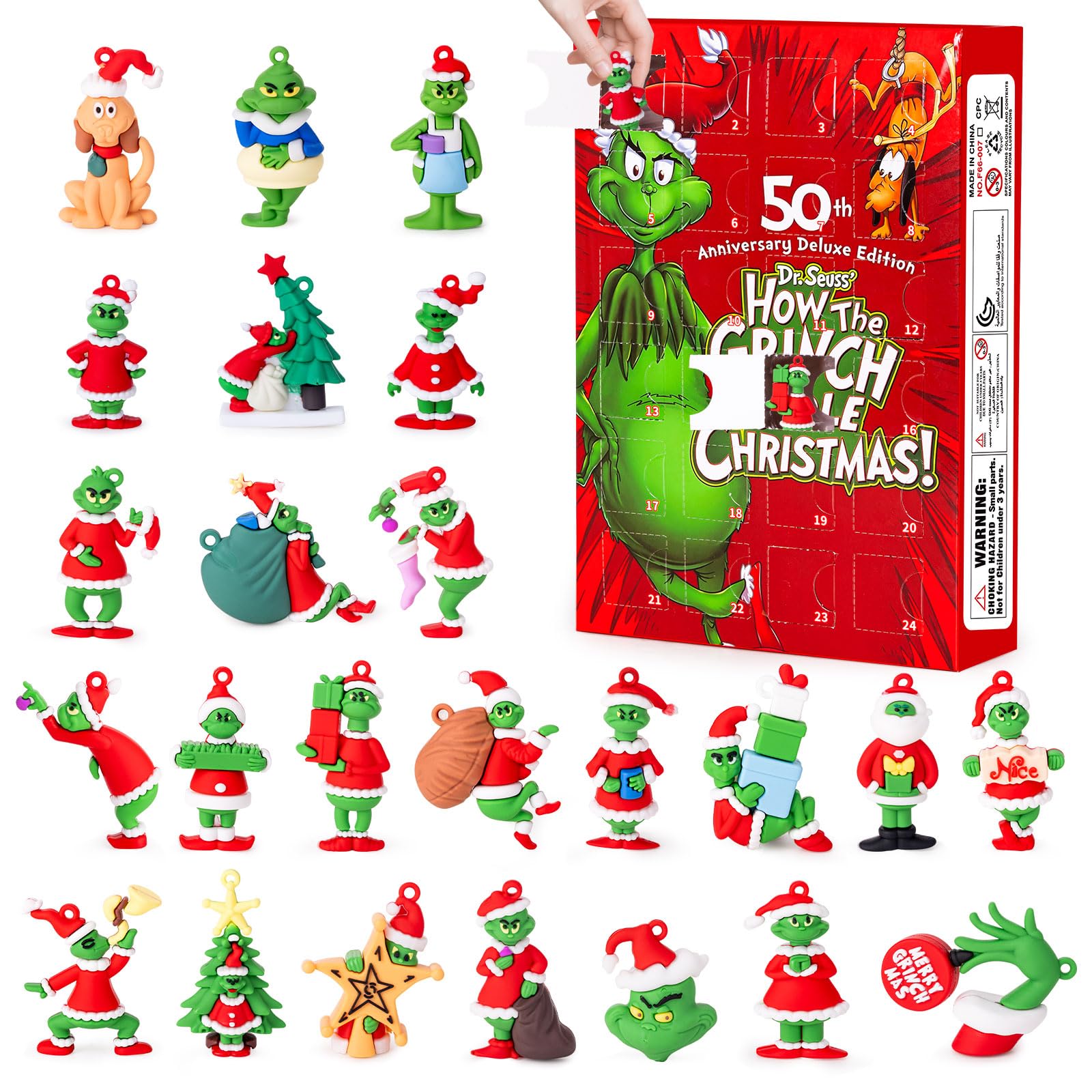 Christmas Advent Calendar 2024,Christmas Vacation Countdown Calendars,Christmas Tree Ornaments Gifts with 24 pcs Collectible Dol