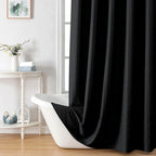 Aiyufeng Moga Extra Long Black Shower Curtain 96 Inch Long, Embossed Texture Fabric Bathroom Shower Curtain, Large Hotel Bath Cu