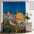 Shrahala Night USA Skyline Decorative Shower Curtain, Las Vegas Nevada Skyline Shower Curtain for Shower Stall Bathtubs Bathroom