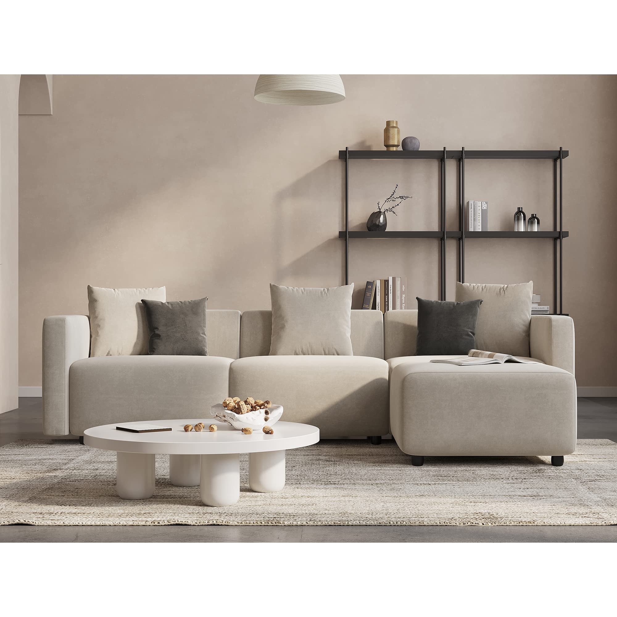 Acanva Luxury L-Shaped Upholstery Convertible Modular Sectional Sofa, Contemporary Reversible Couch With Chaise Lounge For Livin