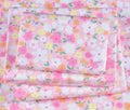 J-Pinno Pink Floral Flower Cartoon 100% Cotton Twin 3 Pieces Sheet Set Decoration Kids Boys Girls Children Flat Sheet + Fitted S