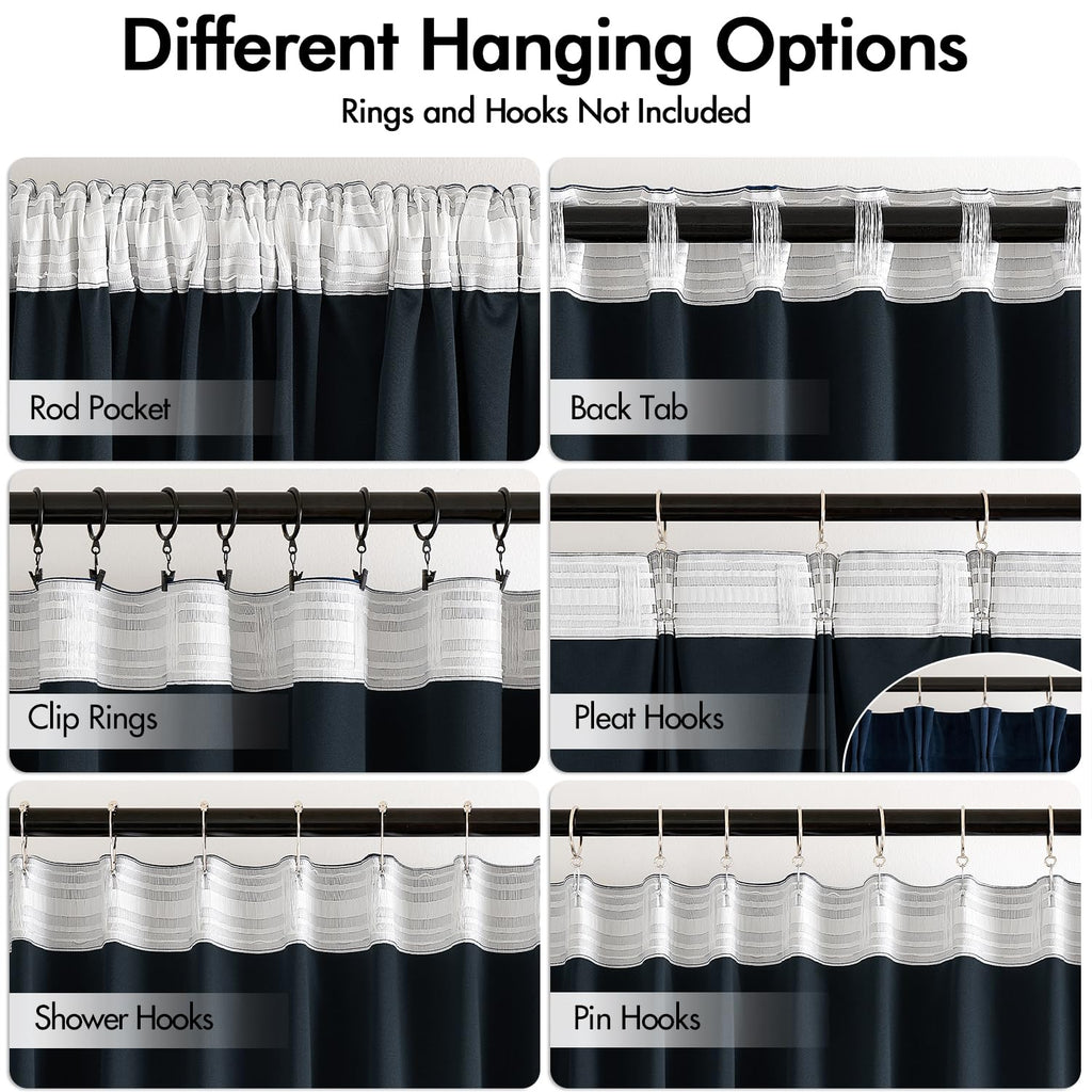 Miulee Navy Blue Velvet Curtains 90 Inches Long 2 Panels - Luxury Pinch Pleated Room Darkening Window Drapes For Bedroom Living