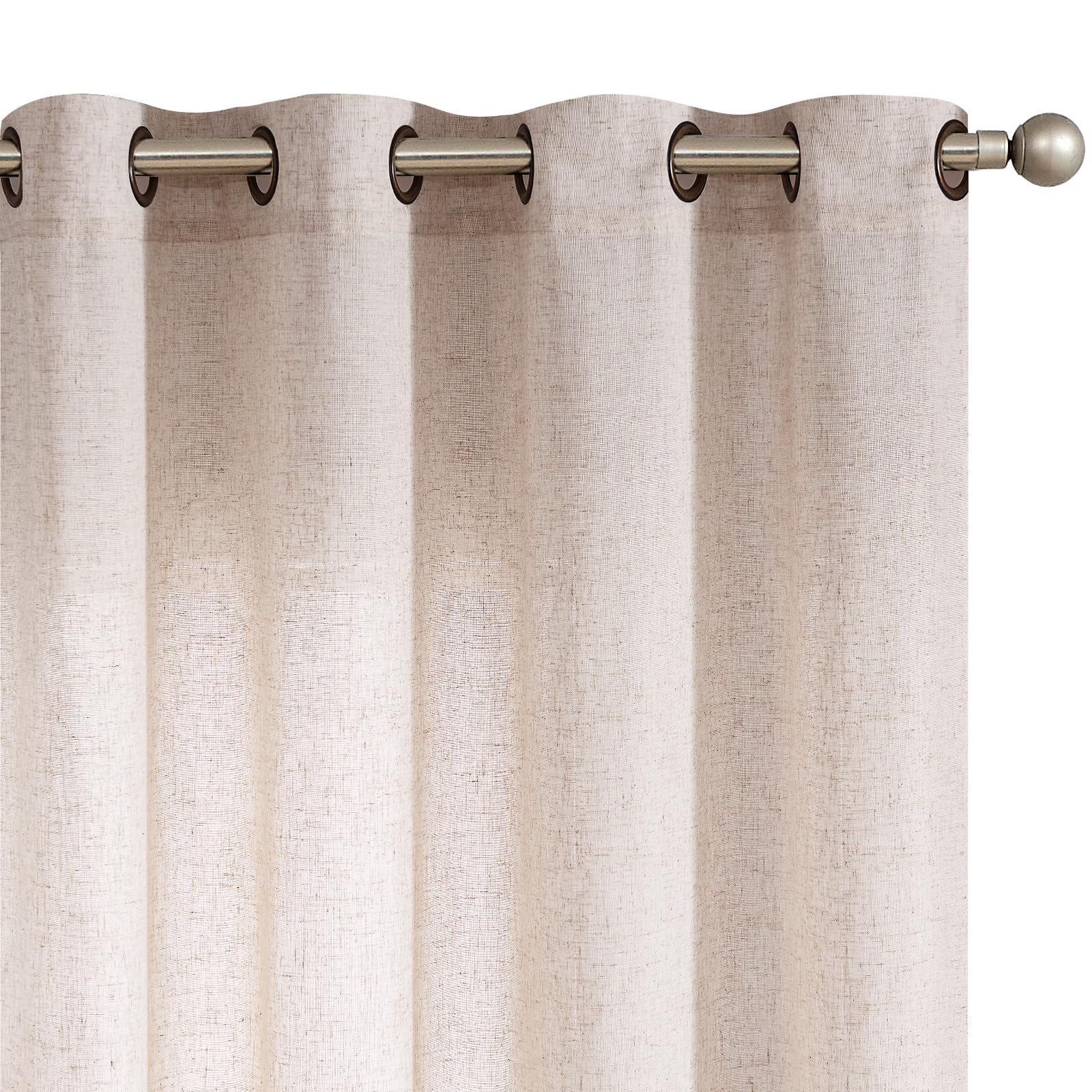 Jinchan Linen Curtains, Light Filtering Window Drapes With Grommet Top, Linen Tan Curtains 2 Panels For Living Room Farmhouse Be